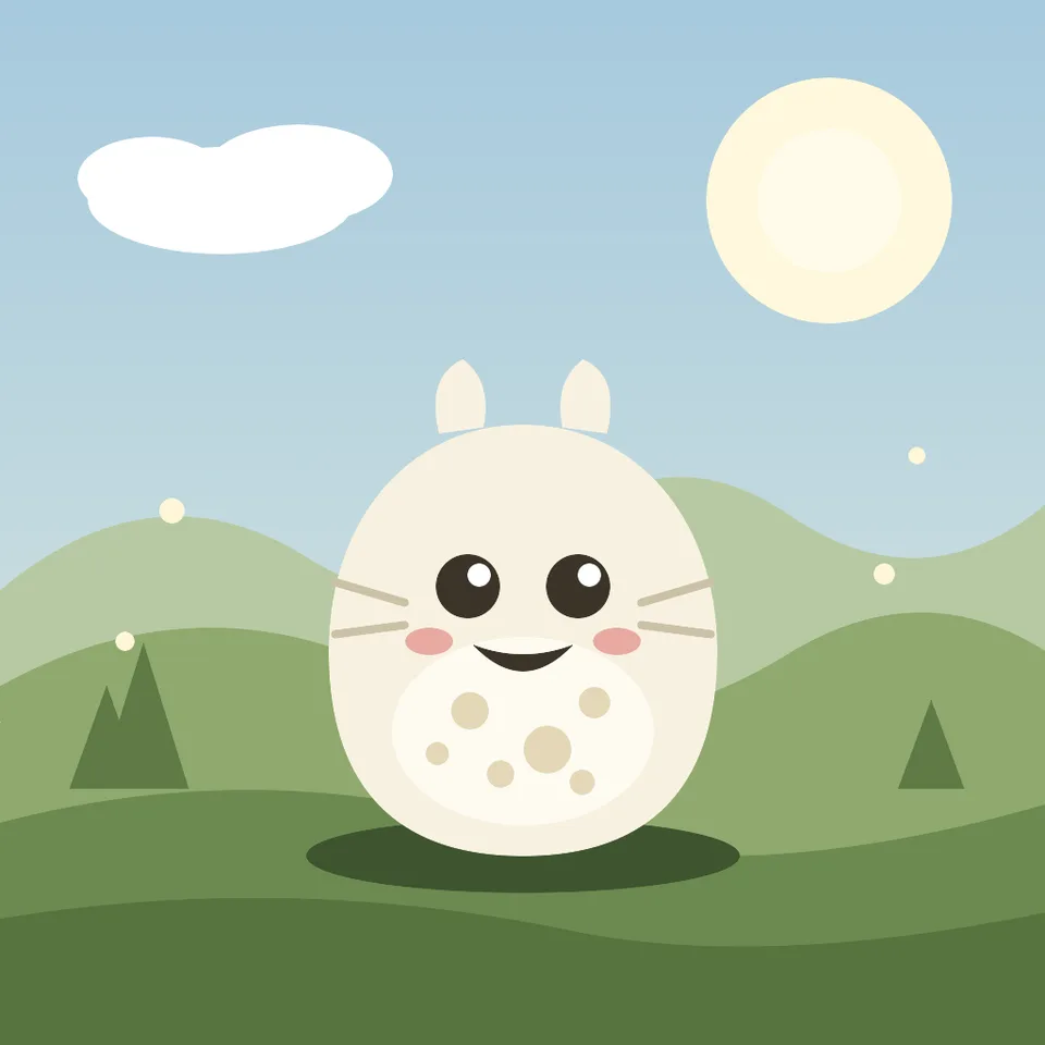 The Sourdough Pal starter creature standing in a painted woodland scene